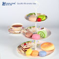 Western Design Daily Usado rosa de três camadas de bolo de porcelana Stand, Fine Ceramic Fruit Cake Plate